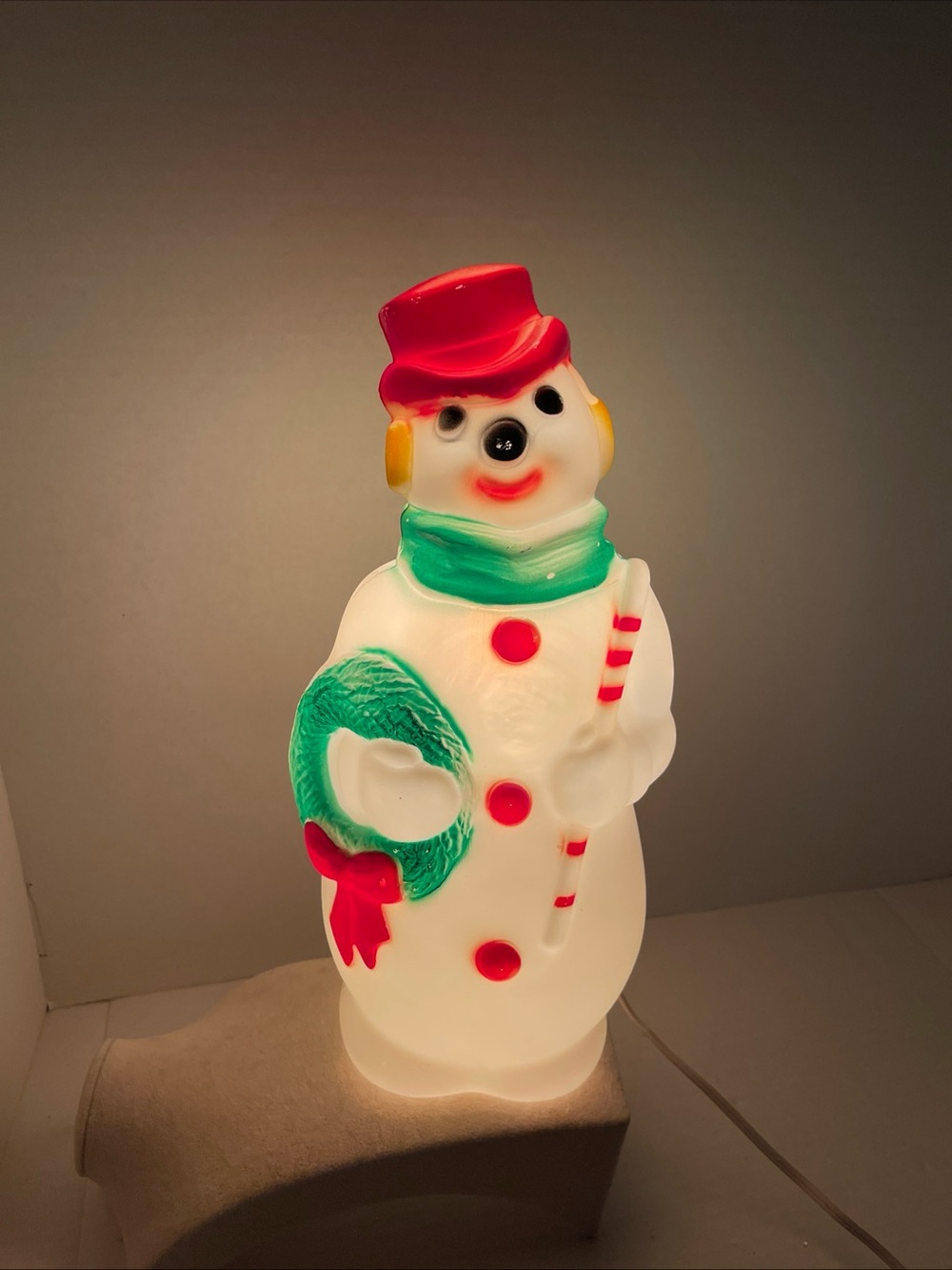 Blow mold snowman 1968 13” tall by Empire USA